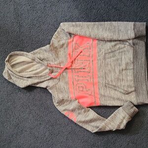 Womens Victoria's Secret Pink gray marled pullover hoodie sweater M hot pink top